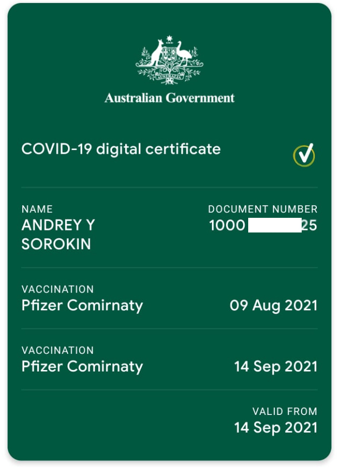 fully vaccinated COVID certificate of private tour guide