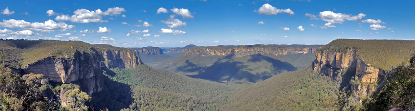 panorama on Great Blue Mountains Canyon